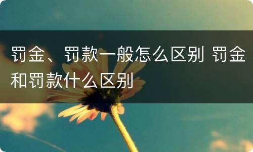 罚金、罚款一般怎么区别 罚金和罚款什么区别