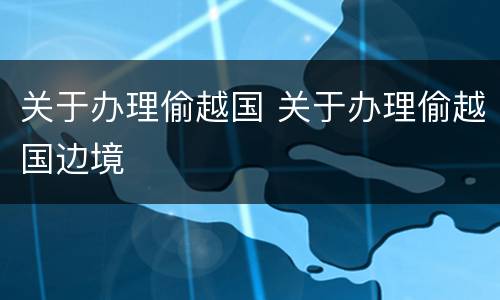 关于办理偷越国 关于办理偷越国边境
