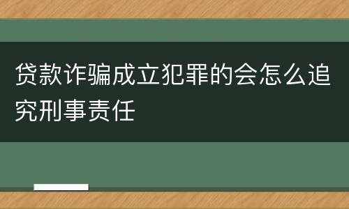 贷款诈骗成立犯罪的会怎么追究刑事责任
