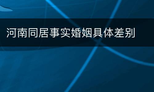 河南同居事实婚姻具体差别