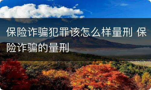保险诈骗犯罪该怎么样量刑 保险诈骗的量刑