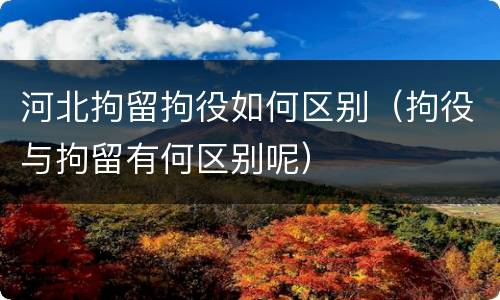 河北拘留拘役如何区别（拘役与拘留有何区别呢）