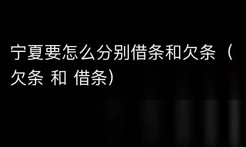 宁夏要怎么分别借条和欠条（欠条 和 借条）