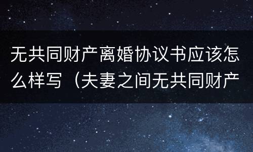 无共同财产离婚协议书应该怎么样写（夫妻之间无共同财产离婚协议怎么写）