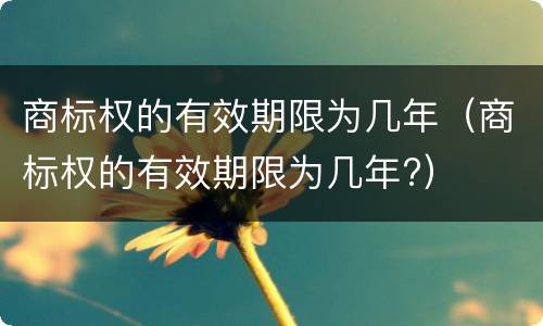 商标权的有效期限为几年（商标权的有效期限为几年?）