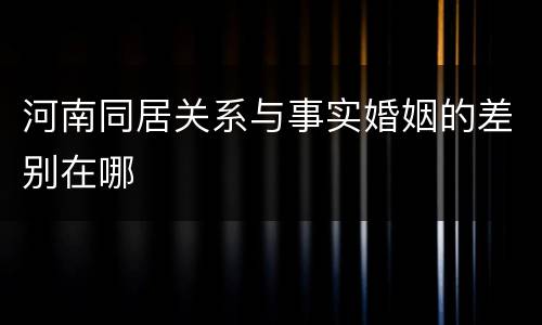 河南同居关系与事实婚姻的差别在哪
