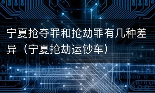 宁夏抢夺罪和抢劫罪有几种差异（宁夏抢劫运钞车）