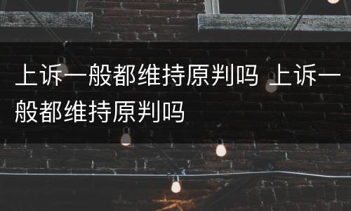 上诉一般都维持原判吗 上诉一般都维持原判吗