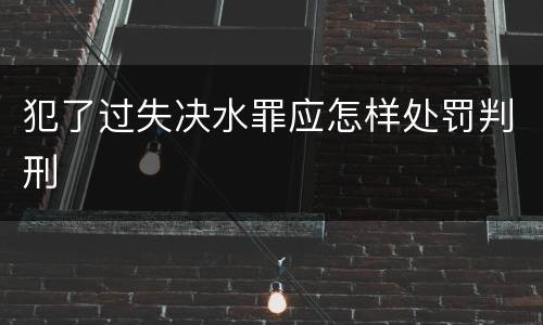 犯了过失决水罪应怎样处罚判刑