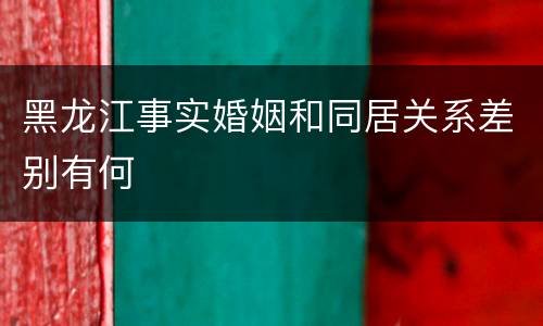 黑龙江事实婚姻和同居关系差别有何