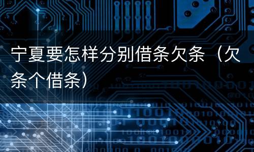 宁夏要怎样分别借条欠条（欠条个借条）