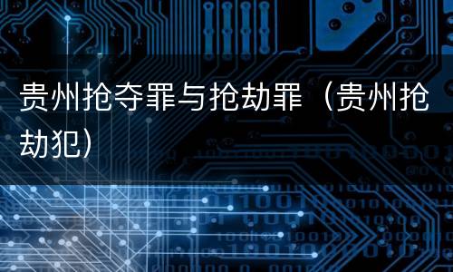贵州抢夺罪与抢劫罪（贵州抢劫犯）
