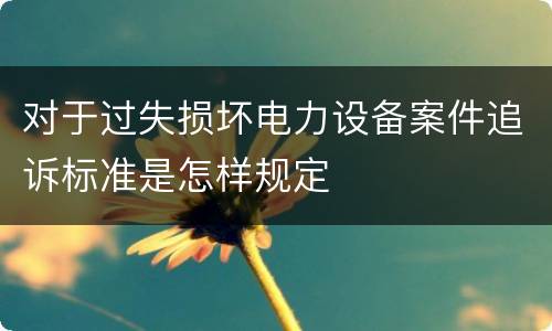 对于过失损坏电力设备案件追诉标准是怎样规定