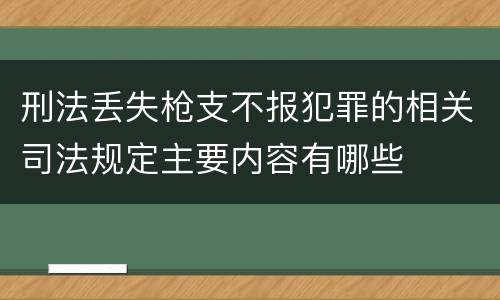 刑法丢失枪支不报犯罪的相关司法规定主要内容有哪些