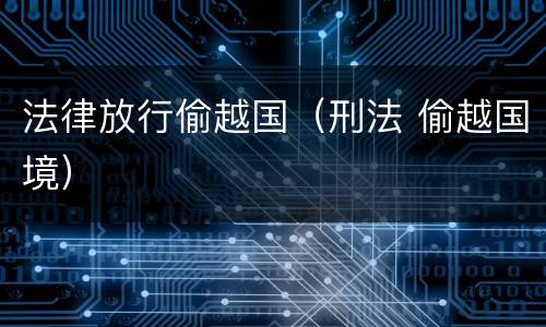 法律放行偷越国（刑法 偷越国境）