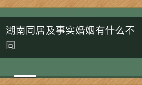 湖南同居及事实婚姻有什么不同