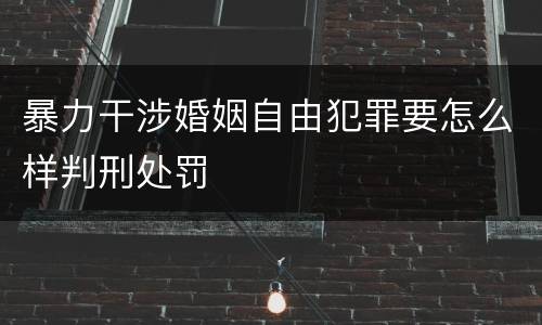 暴力干涉婚姻自由犯罪要怎么样判刑处罚