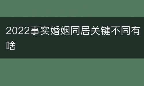 2022事实婚姻同居关键不同有啥