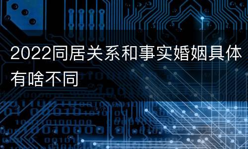 2022同居关系和事实婚姻具体有啥不同