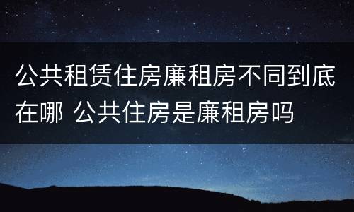 公共租赁住房廉租房不同到底在哪 公共住房是廉租房吗