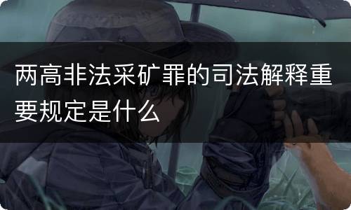 两高非法采矿罪的司法解释重要规定是什么