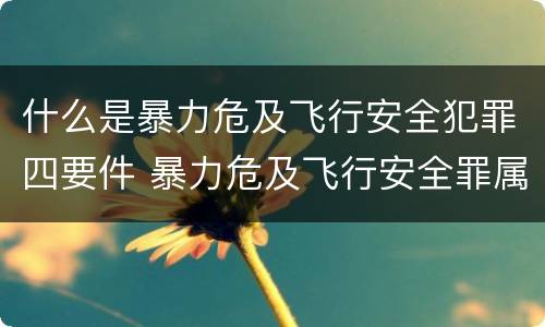 什么是暴力危及飞行安全犯罪四要件 暴力危及飞行安全罪属于
