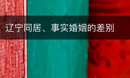 辽宁同居、事实婚姻的差别