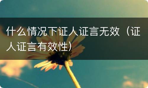 什么情况下证人证言无效（证人证言有效性）