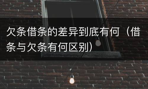 欠条借条的差异到底有何（借条与欠条有何区别）