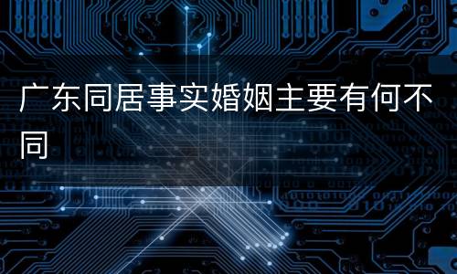 广东同居事实婚姻主要有何不同