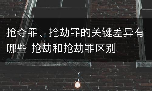 抢夺罪、抢劫罪的关键差异有哪些 抢劫和抢劫罪区别