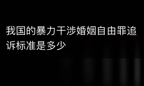 我国的暴力干涉婚姻自由罪追诉标准是多少
