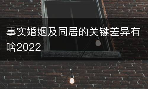 事实婚姻及同居的关键差异有啥2022