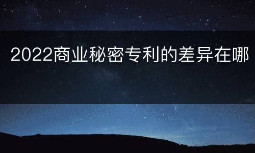 2022商业秘密专利的差异在哪