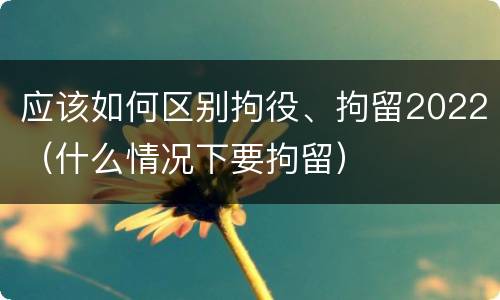 应该如何区别拘役、拘留2022（什么情况下要拘留）