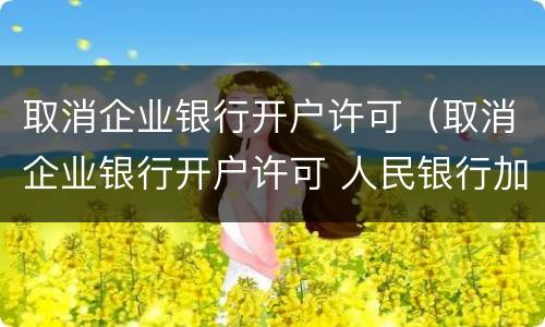取消企业银行开户许可（取消企业银行开户许可 人民银行加强风险管理要求）