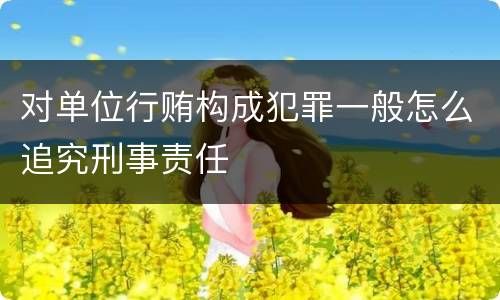 对单位行贿构成犯罪一般怎么追究刑事责任
