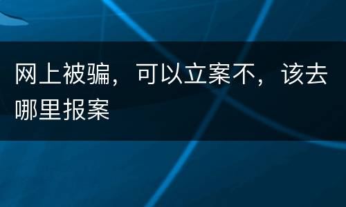网上被骗，可以立案不，该去哪里报案
