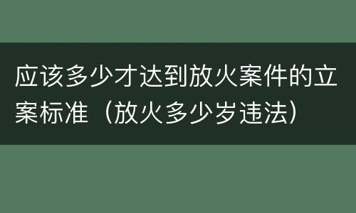 应该多少才达到放火案件的立案标准（放火多少岁违法）