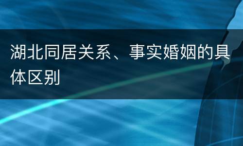 湖北同居关系、事实婚姻的具体区别