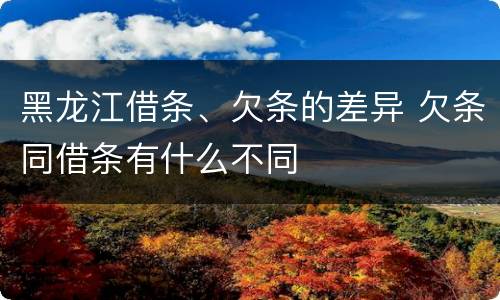 黑龙江借条、欠条的差异 欠条同借条有什么不同