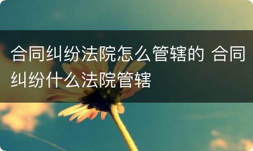 合同纠纷法院怎么管辖的 合同纠纷什么法院管辖