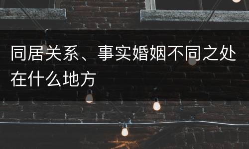 同居关系、事实婚姻不同之处在什么地方