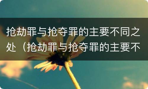 抢劫罪与抢夺罪的主要不同之处（抢劫罪与抢夺罪的主要不同之处在于）
