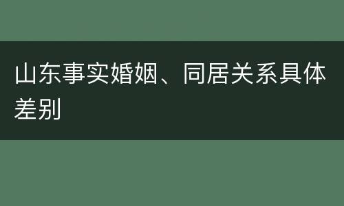 山东事实婚姻、同居关系具体差别