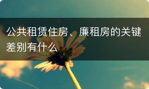 公共租赁住房、廉租房的关键差别有什么