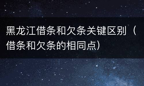 黑龙江借条和欠条关键区别（借条和欠条的相同点）