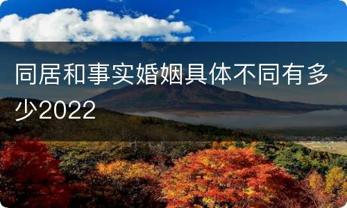 同居和事实婚姻具体不同有多少2022