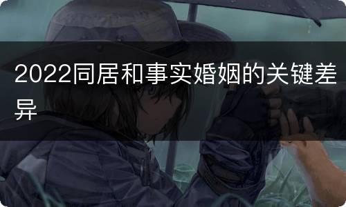 2022同居和事实婚姻的关键差异