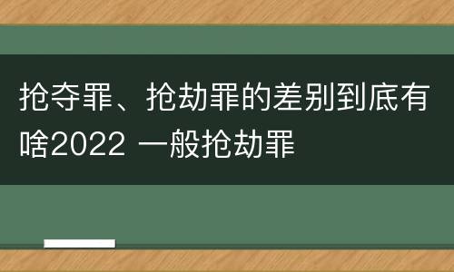 抢夺罪、抢劫罪的差别到底有啥2022 一般抢劫罪